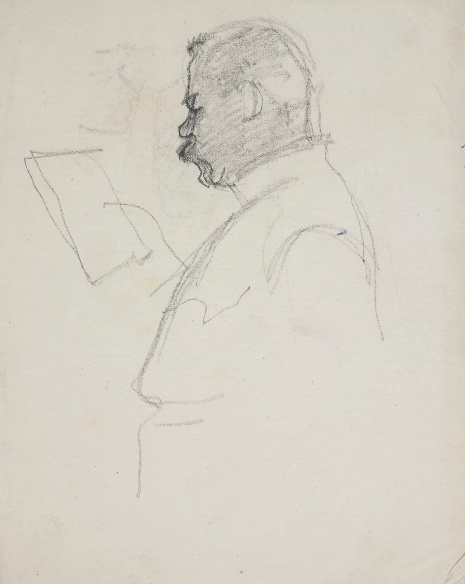 Szkic postaci czytającego mężczyzny 1915 1917