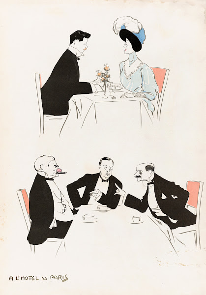 A LHotel de Paris two tables one with J P Morgan circa 1910