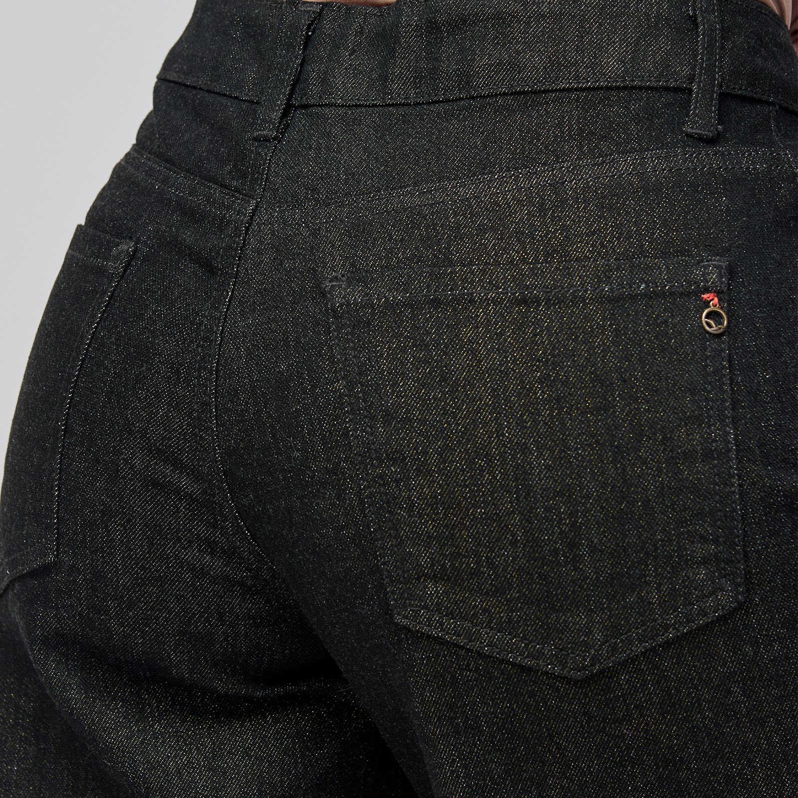 Jean wide leg tiro medio en denim rígido, color golden Black - Vista 5