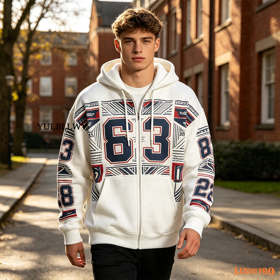 AOP Popcorn Texture Half Zip Sweatshirt