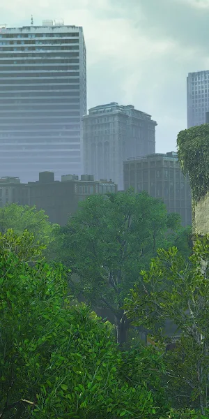 Post-Apocalyptic, Cityscape, Urban Decay, Overgrowth 4K Wallpaper Background