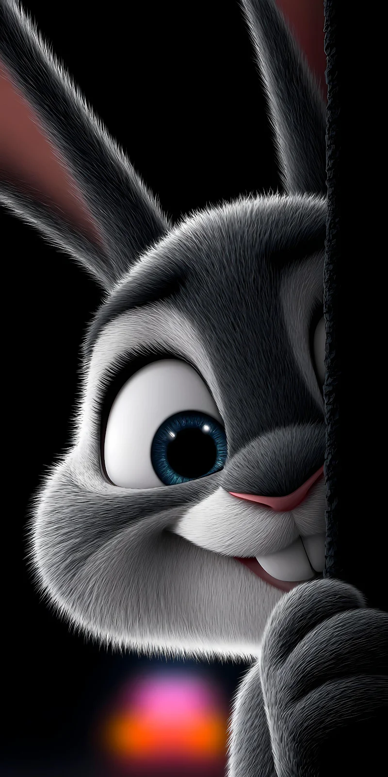 Judy Hopps Peeking In Darkness - 3D CGI Animation 2K iPhone Wallpaper (2048x4096)