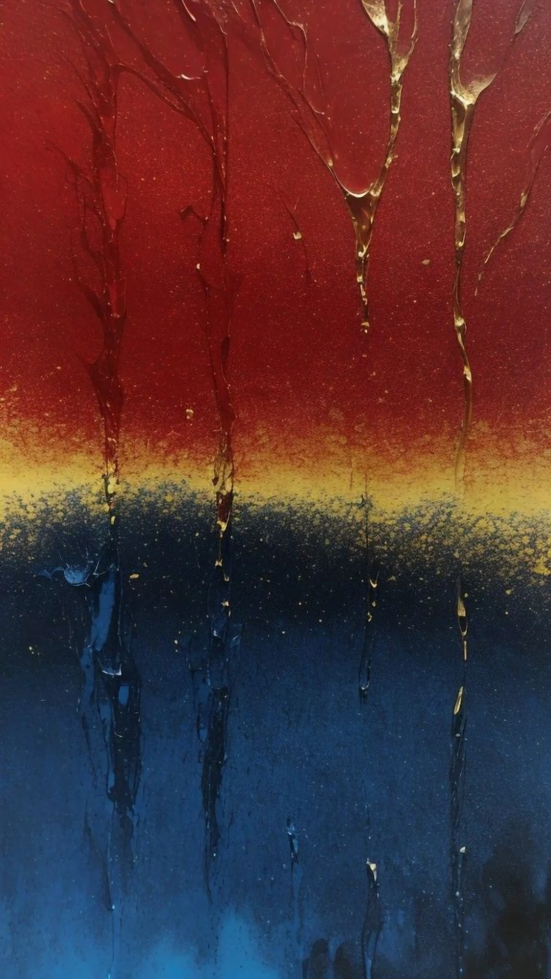 Red Blue Gold Gradient Abstract with Vertical Drips - Free 4K mobile Wallpaper