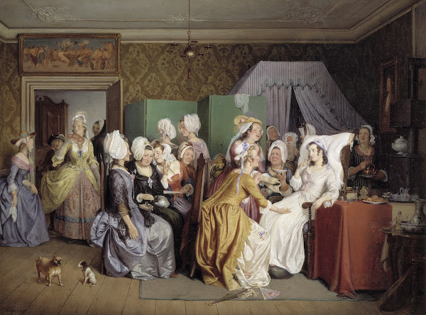 Scene from Ludwig Holbergs The Lying in Room 1845