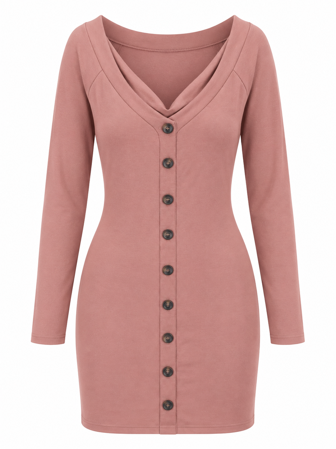 Dama - Rochie mulată Forever 21 roz prăfuit cu nasturi - L