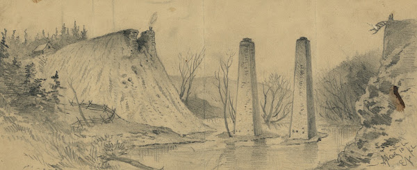 Ruins of the Acquia Creek and Fredericksburg RR bridge over Potomac Creek 1862