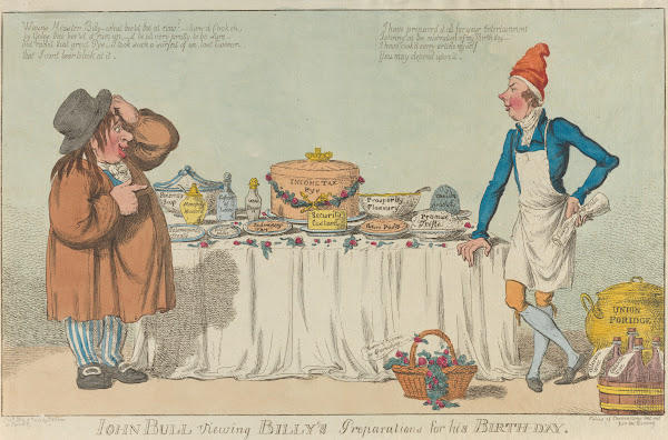John Bull Viewing Billys Preparations for His Birthday 1802