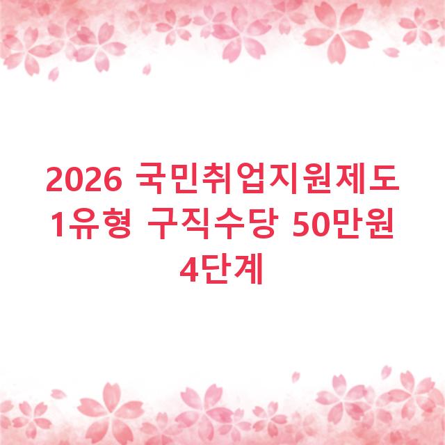 2026 국민취업지원제도 1유형 구직수당 50만원 4단계