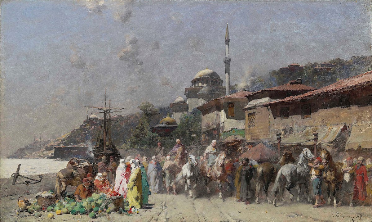 Marketplace On The Bosporus Constantinople And The New Mosque Beyond 1871