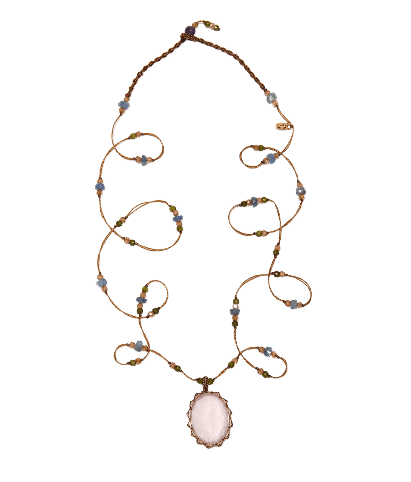 Тибетское колье Розовый кварц LONG