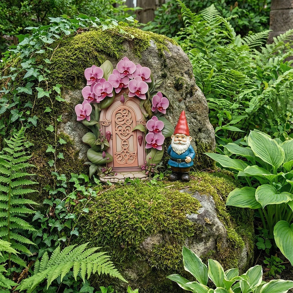 Decorative miniature wooden fairy door for plants and gardens