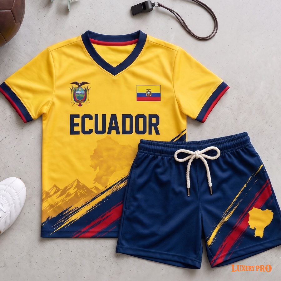 AOP MEG Children's Football V-neck Short Sleeve+MEG Children's Beach Pants