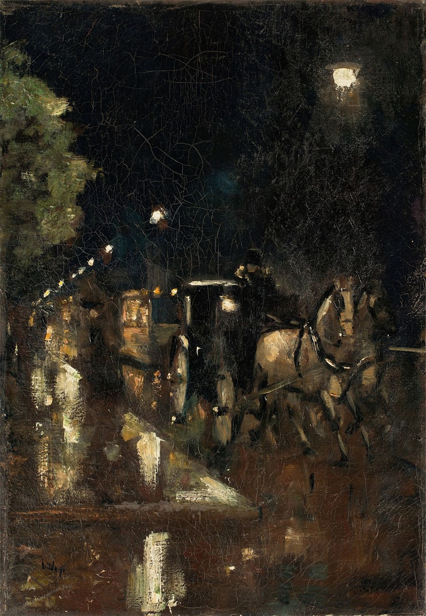 Straße bei Nacht im Regen Berlin Circa 1898 1900
