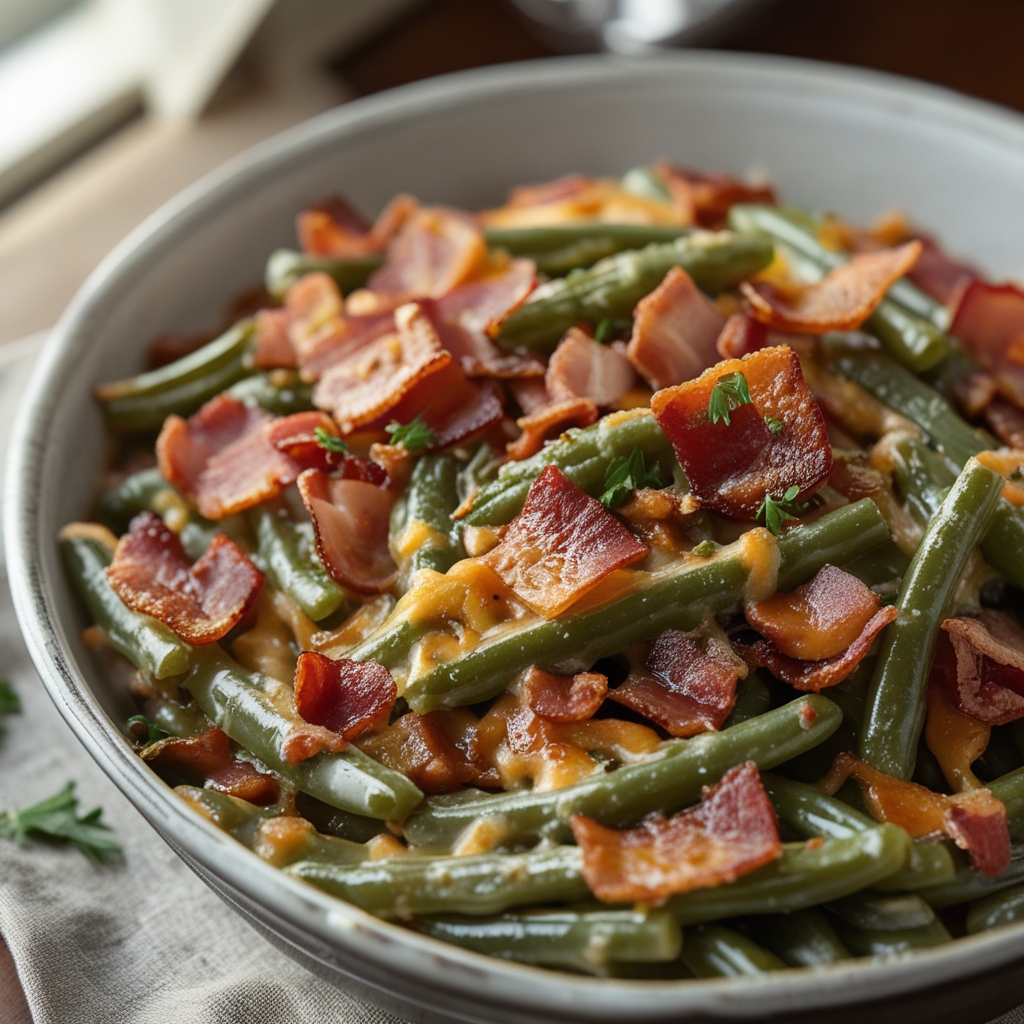 Bacon Loaded Green Bean Casserole - Easy Homemade Comfort Side Dish