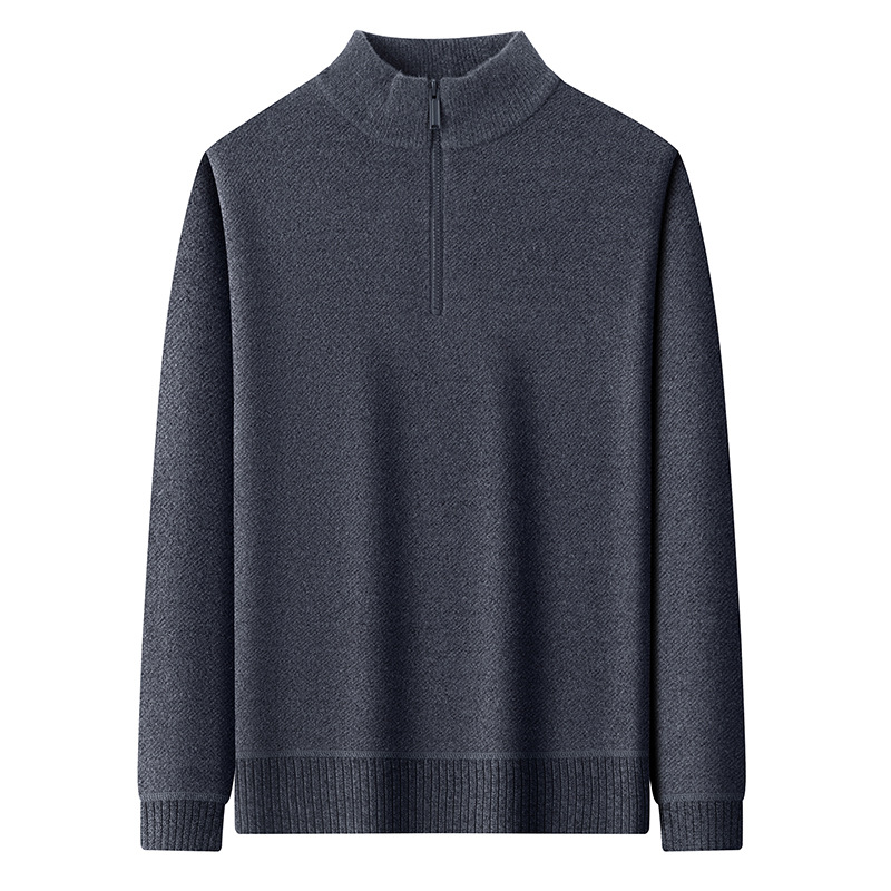 Men's zip-up sweater, lined, stand-up collar