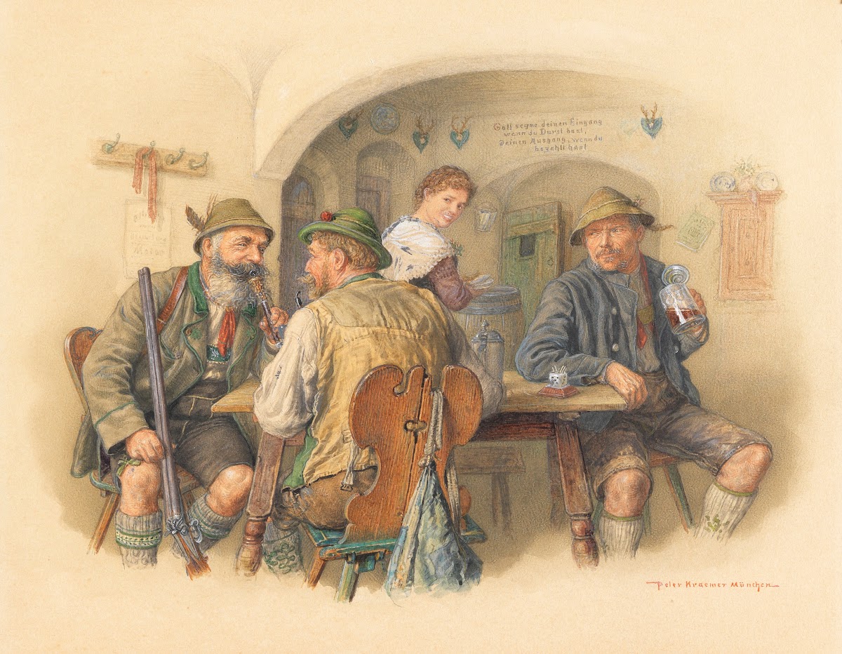 Jäger im Wirtshaus Ca 1910