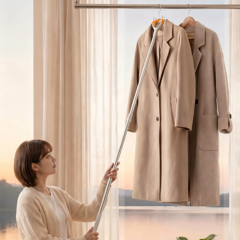 Telescopic laundry support with adjustable length