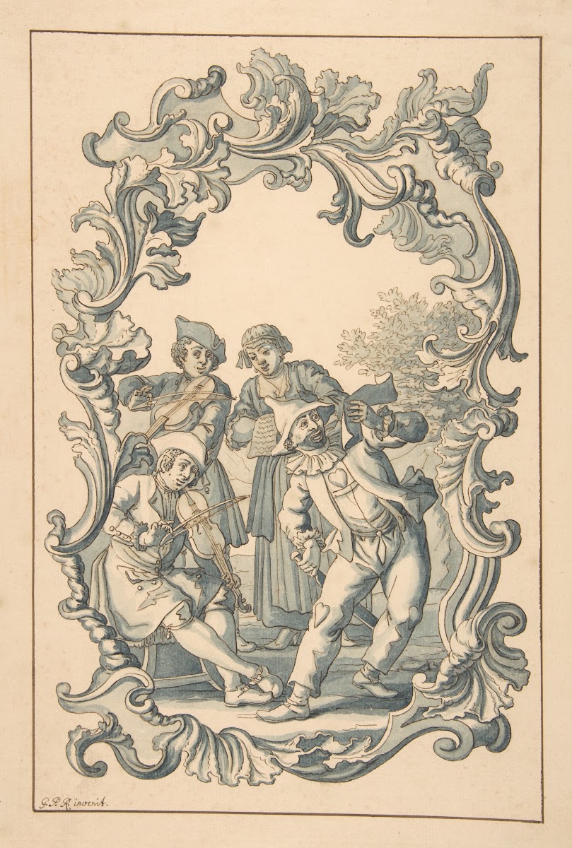 Three Musicians And Harlequin In An Ornamental Frame 172074