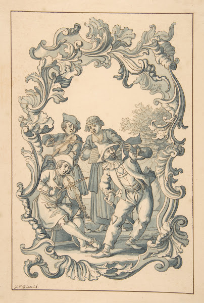 Three Musicians And Harlequin In An Ornamental Frame 172074