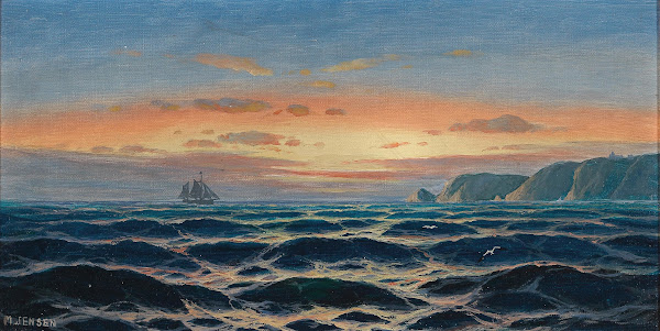 Sailing Ship by the Coast in the Evening Light