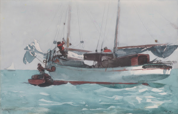 Taking on Wet Provisions Schooner Marked Newport K W 1903