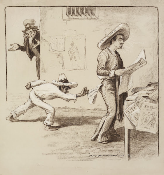 A man representing Panama steals the Panama Canal from the pocket of an unsuspec