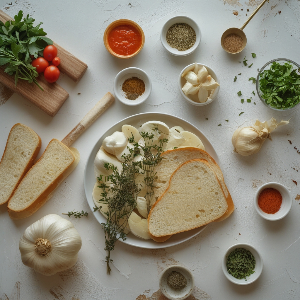 Ingredients for Garlic Bread Grilled Cheese Recipe Easy & Delicious Comfort Food