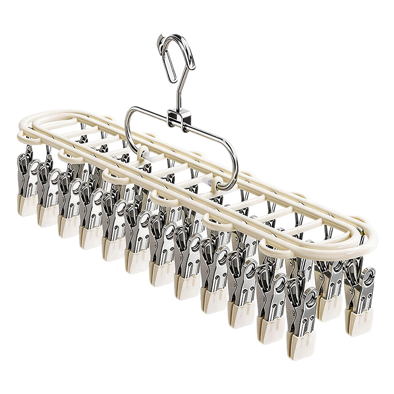 Stainless steel laundry rack with 24 clips