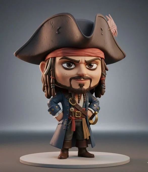 Figura coleccionable 3D estilo chibi con realismo de calidad Pixar y resolución 8K Ultra HD.