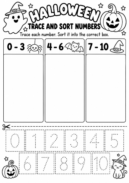 Halloween Trace and Sort Numbers