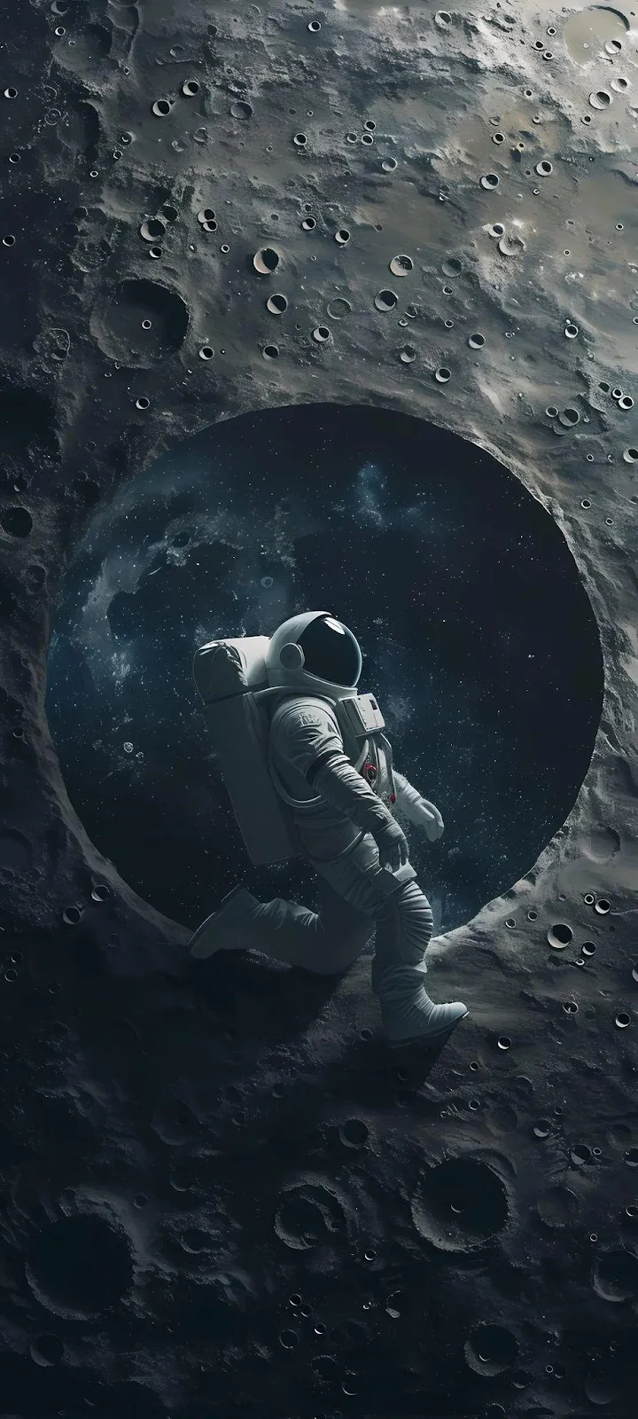 Astronaut Stepping Through Space Portal - Digital Art iPhone Wallpaper (922x2048)