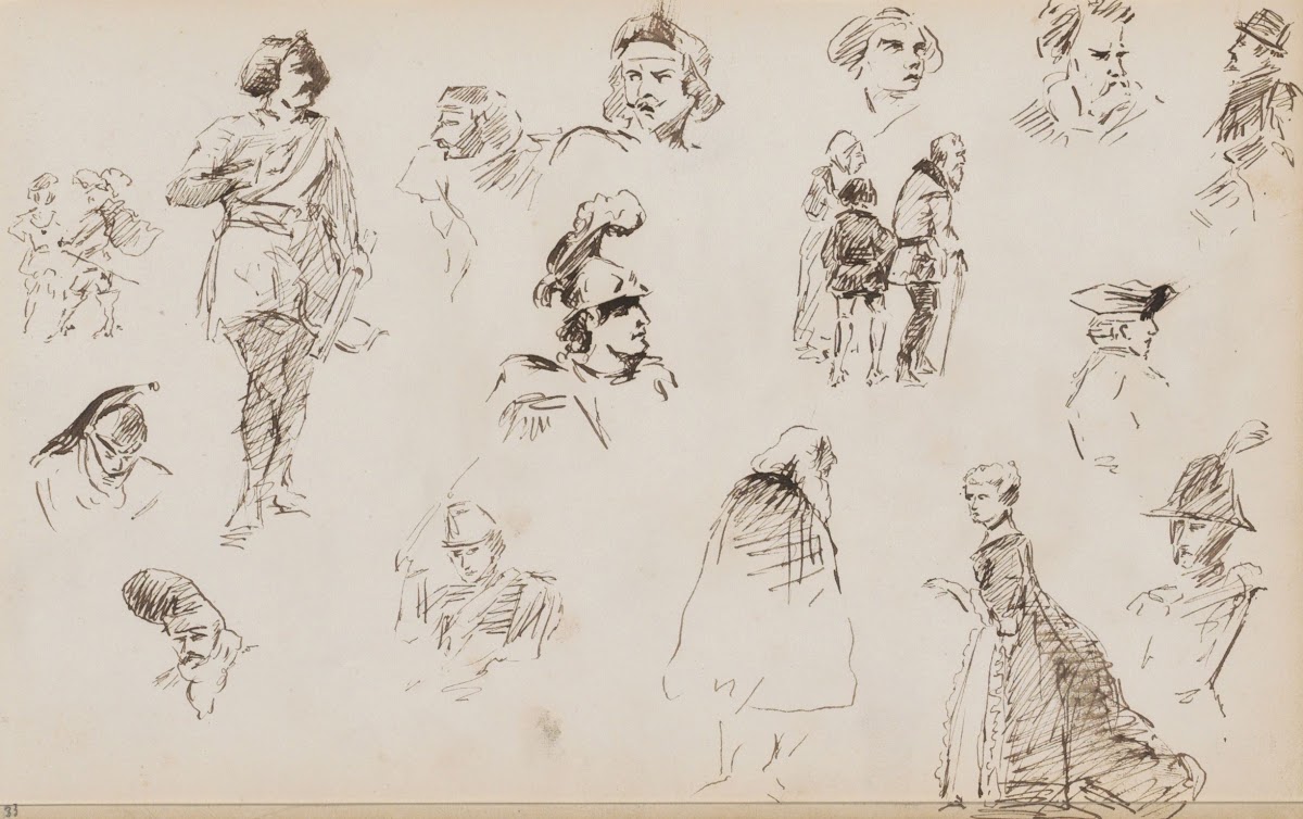 Figuurstudies onder andere met een boogschutter 1880