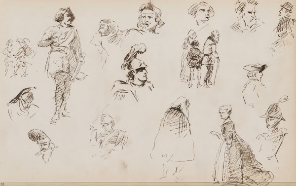Figuurstudies onder andere met een boogschutter 1880