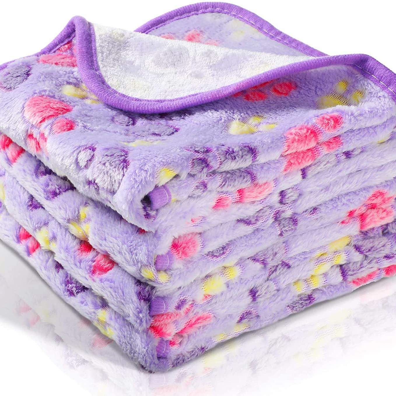 Fleece pet mat, paw and bone pattern