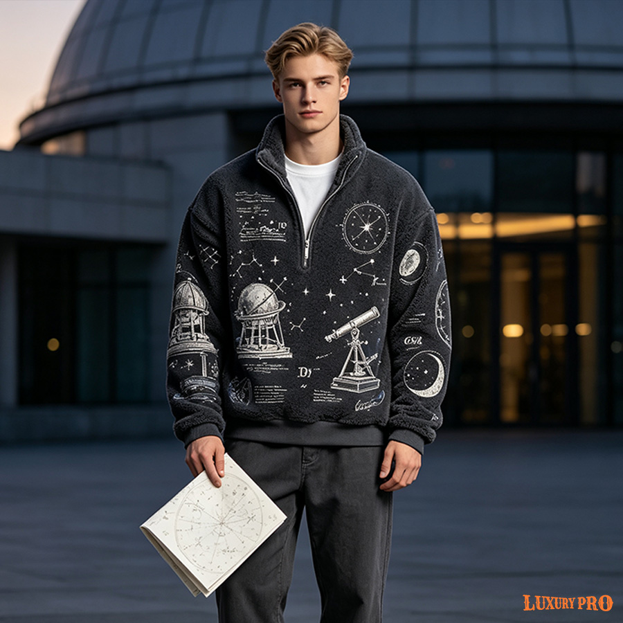 2D Thick Fleece Collar Half Zip Sweatshirt