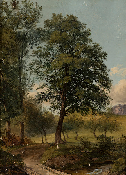 View with a bridge over a creek 1833