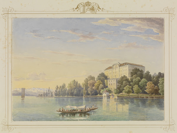 Album der Insel Mainau Ansicht des Schlosses vom See her 1855 1856