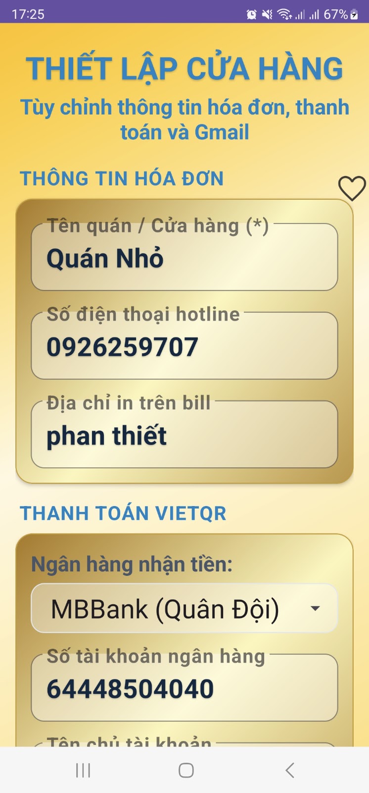 Thiết lập cửa hàng