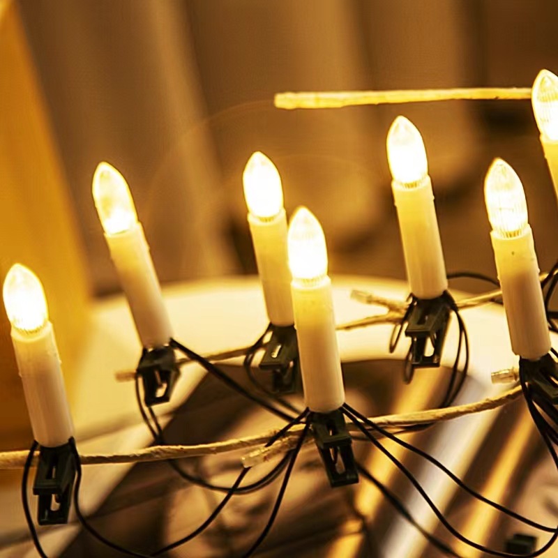 LED-Lichterkette mit Kerzen-Clips