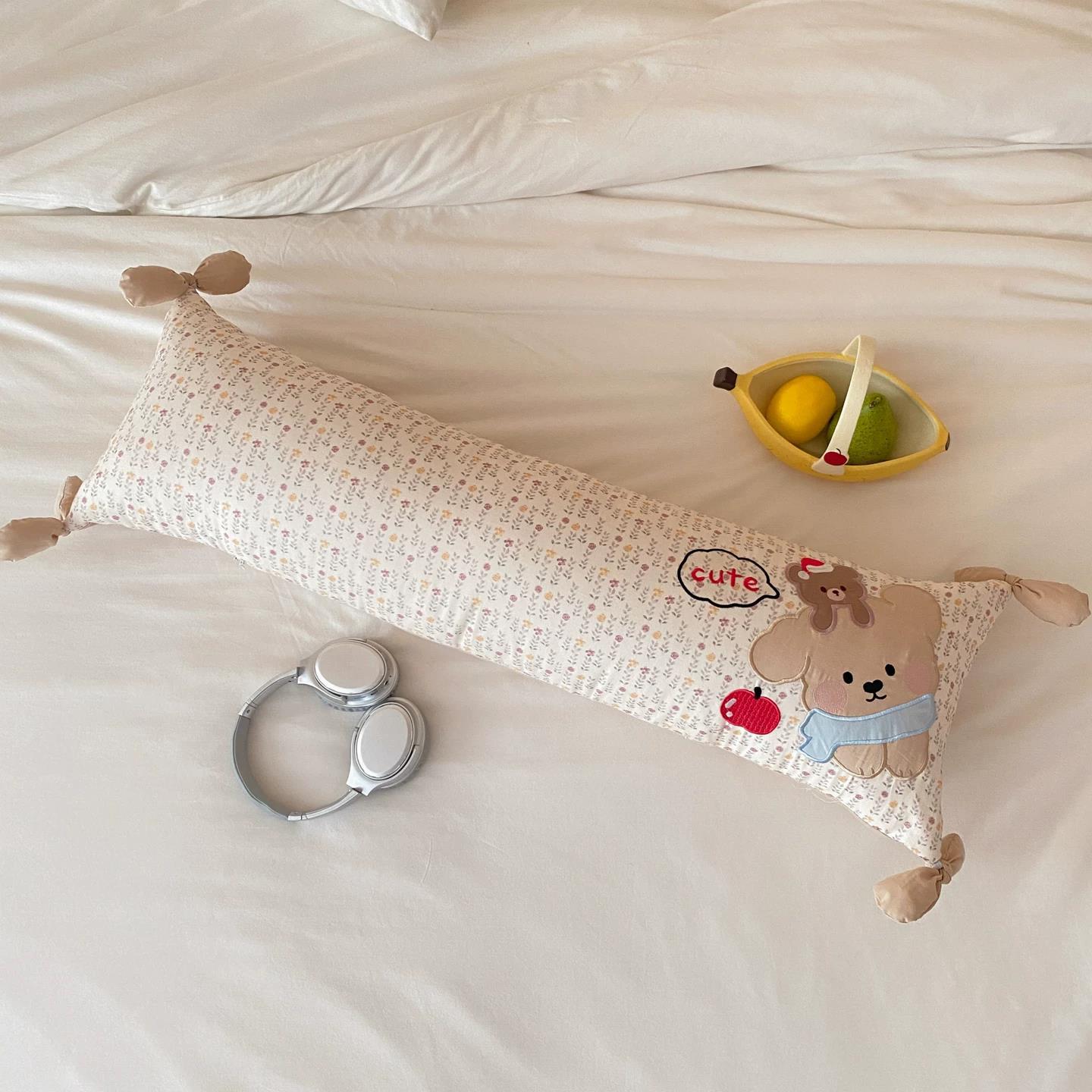 Long Cotton Nursing Pillow, Removable Cover