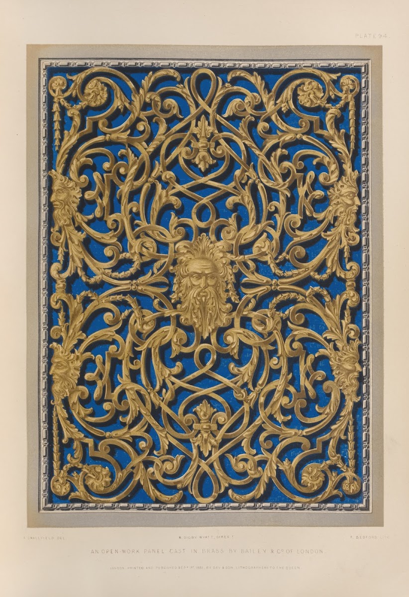 An open work panel cast in brass 1851   1853