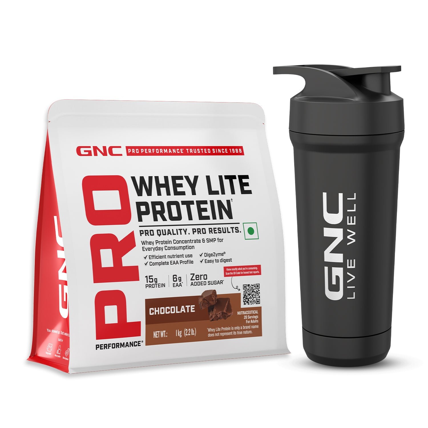 GNC Pro Performance Whey Lite 15gm Protein — Chocolate, 2 lbs