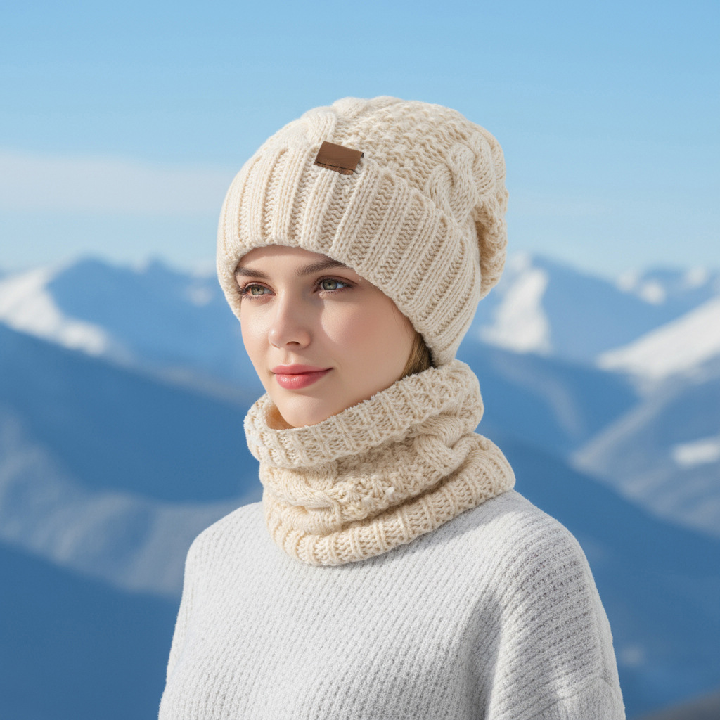 Winter Set: Knitted Beanie and Scarf