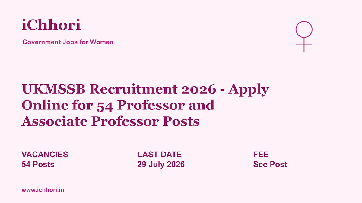 UKMSSB Recruitment 2026 - Apply Online for 54 Professor and Associate Professor Posts - iChhori