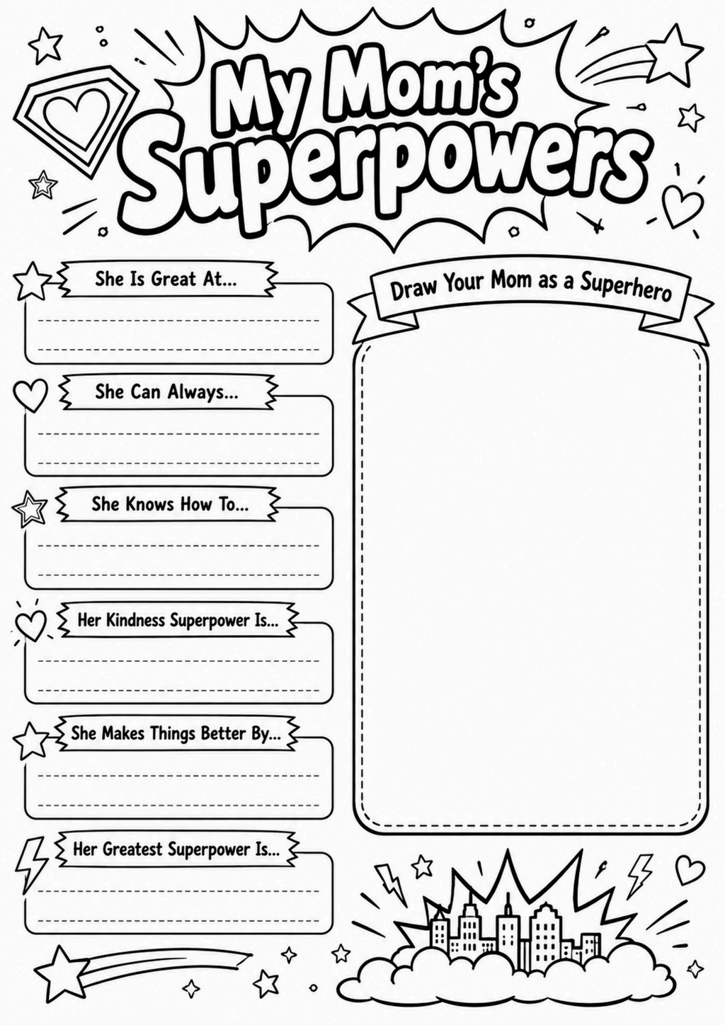 My Mom's Superpowers Worksheet
