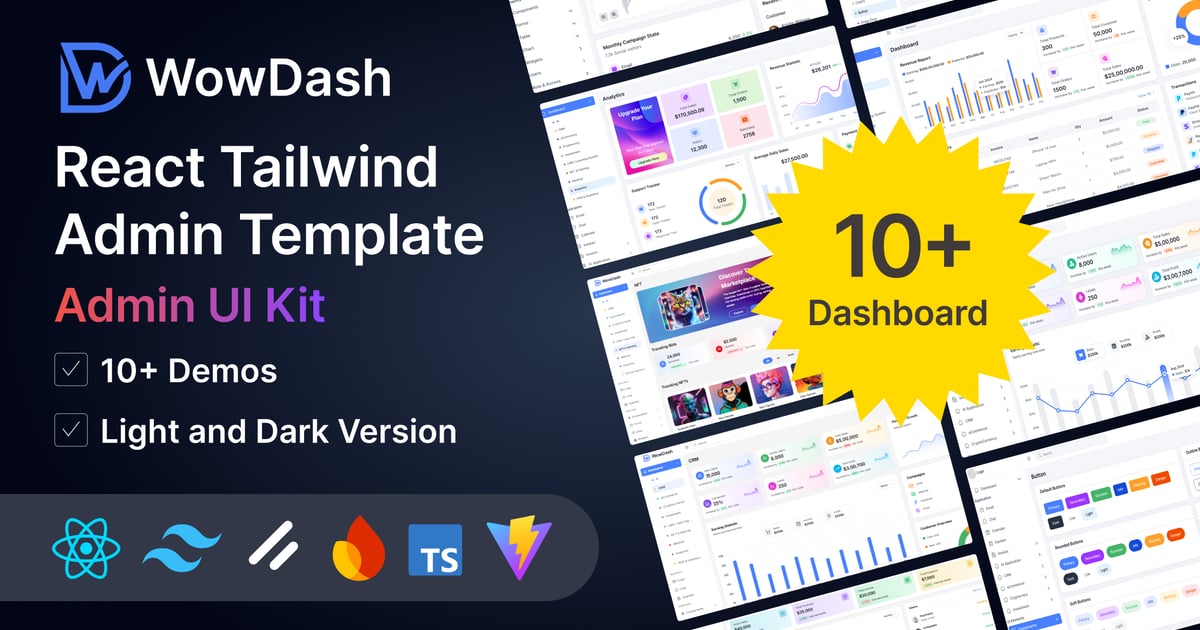Wowdash – React Tailwind Admin Template (React 19) Free Download – Envato Elements