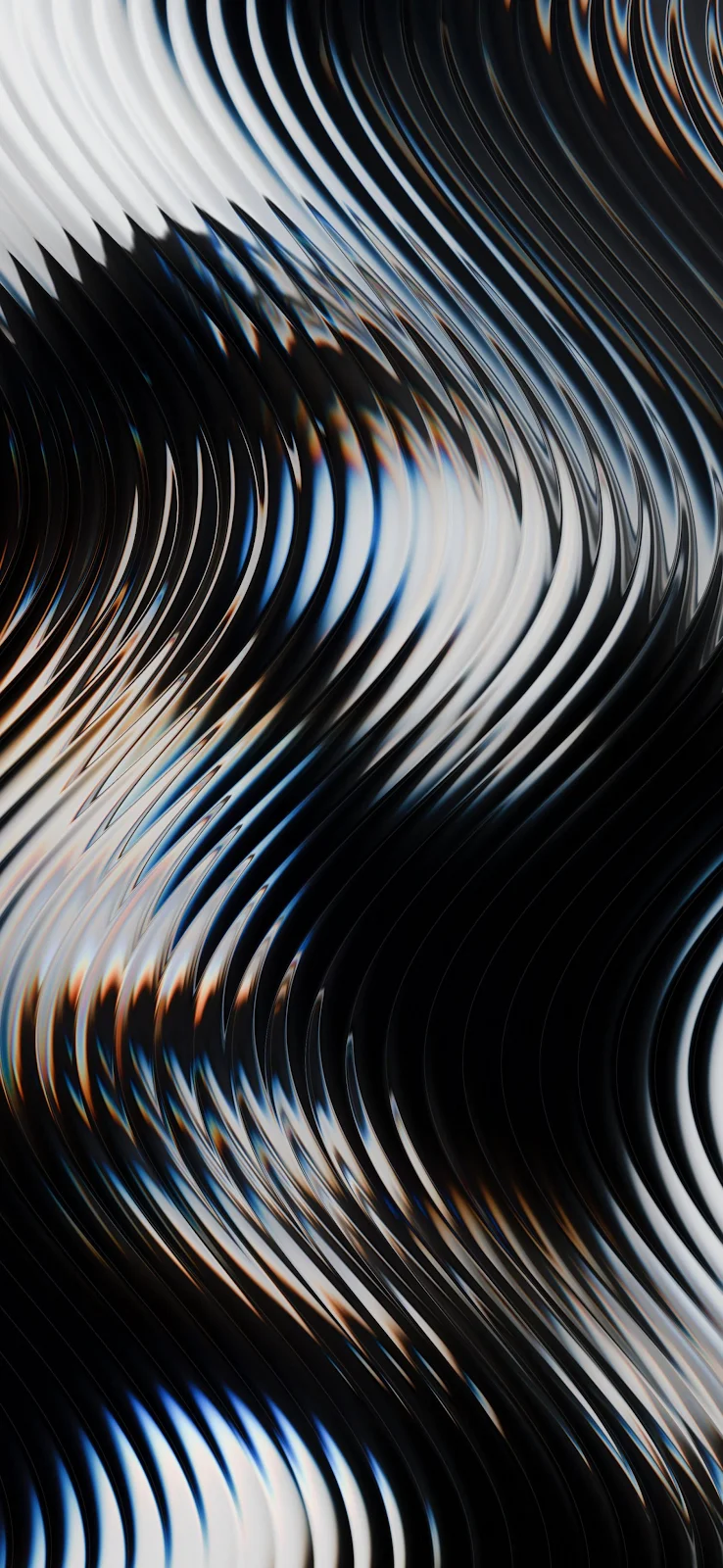 Abstract Metallic Wavy Patterns - Digital Abstract Art 2K iPhone Wallpaper (1884x4082)