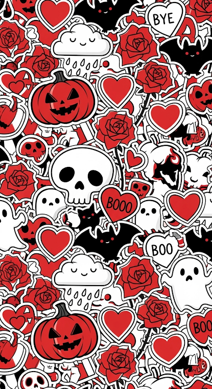 Spooky Cute Sticker Collage