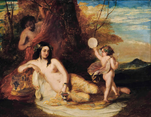 Satyr spying on a reclining nymph