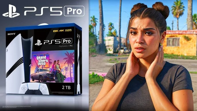 GTA 6 logo next to a PlayStation 6 console on a Steam news interface, representing the digital gaming ecosystem.